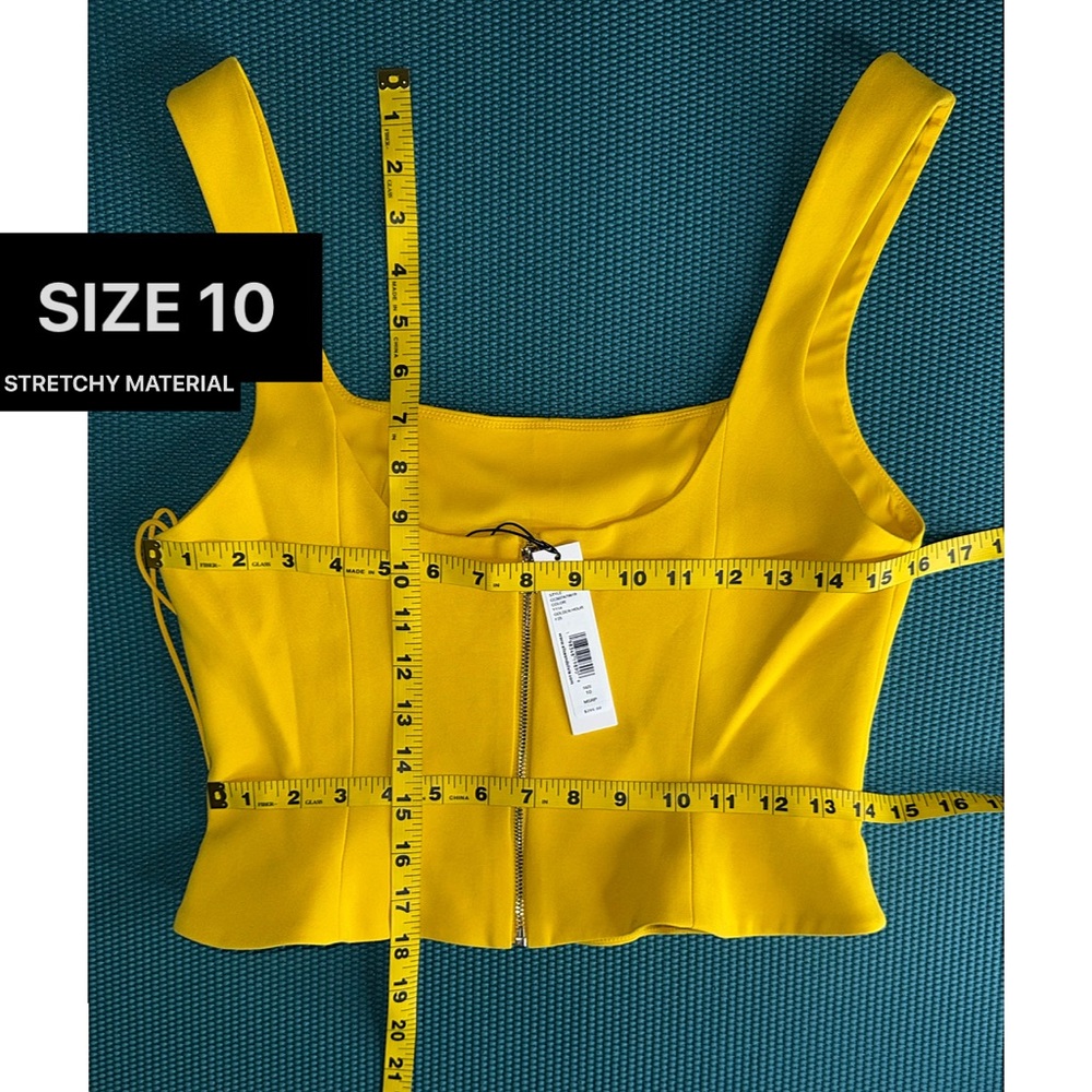 Alice + Olivia Vera Yellow Cropped Tank Top - Picture 9 of 11